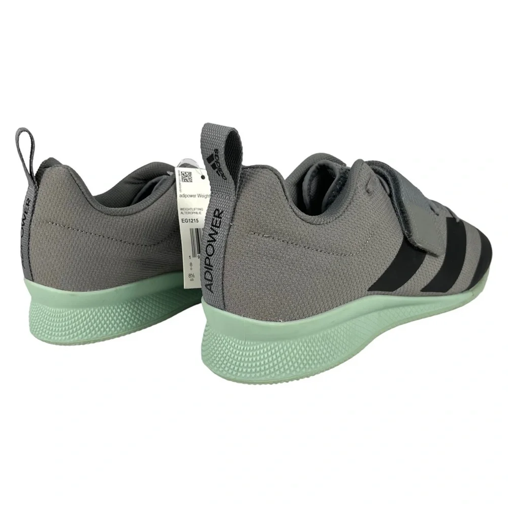 Adidas Adipower Men 8.5 Gray Mint Weightlifting Training Shoes‎